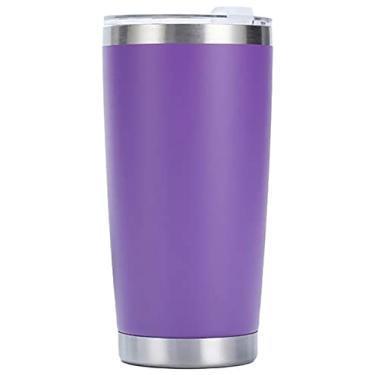 Imagem de Outty Copo Rambler de 590 ml, aço inoxidável, isolado a vácuo com tampa MagSlider e Canudo, Roxa