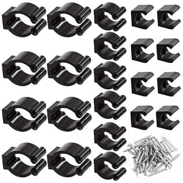 Imagem de Rustark 64 peças 3 tamanhos clipe de taco de bilhar clipes de vara de pesca suportes vara de pesca bilhar Snooker clipes de taco de substituição preto com parafusos kit sortido