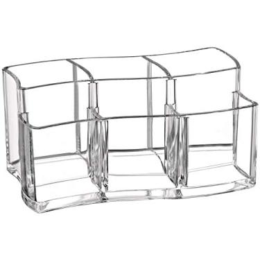 Imagem de Organizador de pincéis de maquiagem de acrílico com 6 compartimentos, recipiente transparente para caneta de sobrancelha para armazenamento de cosméticos