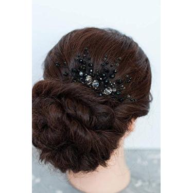 Imagem de Acessórios de cabelo de noiva da FXmimior, pente de cabelo preto gótico, acessório de cabelo de casamento, acessório de cabelo preto, enfeite de cabelo para noite e formatura, presente de dama de honra