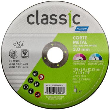 Imagem de Disco Corte Classic 180X3.0X22.23 Ar302 Norton 66252842711