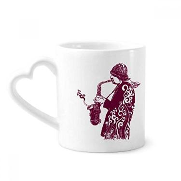 Imagem de Sax Jazz Music Street Culture Caneca de café cerâmica copo de coração de vidro