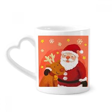 Imagem de Caneca de Natal Papai Noel floco de neve alce festival caneca café cerâmica copo de coração de vidro