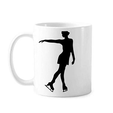 Imagem de Caneca feminina de inverno com estampa esportiva de patinação cerâmica xícara de porcelana de café louça