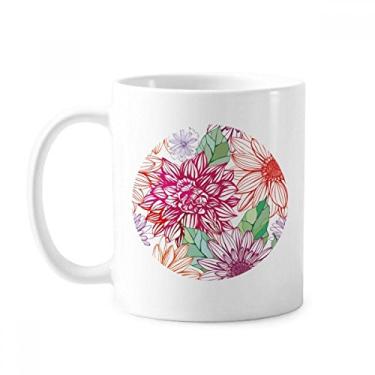 Imagem de Decoração colorida flor planta pompom caneca cerâmica café porcelana xícara louça