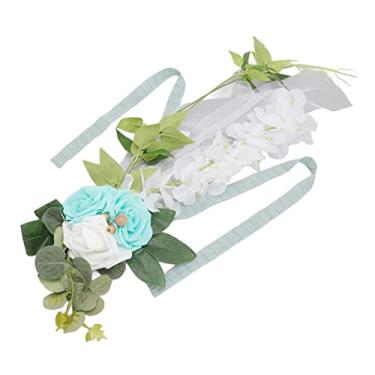 Imagem de Decorações de Flores para Cadeiras de Casamento, Flores Artificiais para Trás Textura Delicada Detalhes Finos Simulação Ao Ar Livre para Casamento para Festa (Azul)