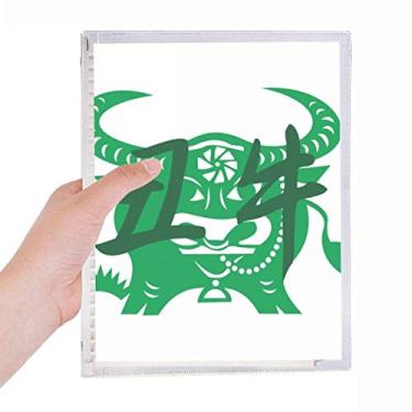 Imagem de Caderno de Ano Novo do Boi com estampa de animais do zodíaco da China, folhas soltas recarregáveis, diário de papelaria