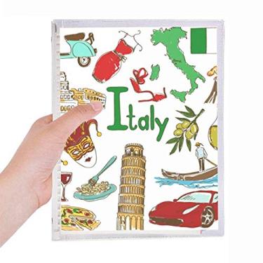 Imagem de Caderno com bandeira nacional de animais da Itália Landscap diário de folhas soltas recarregável, papelaria