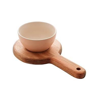 Imagem de SUPORTE MADEIRA COM BOWL DE CERÂMICA LIPTUS 20x13x6cm SALMON