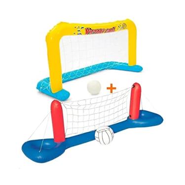 Imagem de Kit Vôlei Piscina Biribol mais Futebol de Piscina Polo Aquático Inflável
