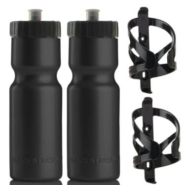 Imagem de Suporte de garrafa de bicicleta 50 forte com garrafa de água – 2 pacotes – 56 g Garrafa de compressão de bicicleta sem BPA e suporte de plástico durável - Feito nos EUA, Preto
