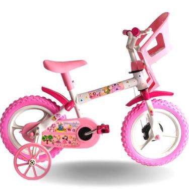 Imagem de Bicicleta Infantil Menina Rosa Com Cestinha Aro 12 De 3 A 5 Anos Femin