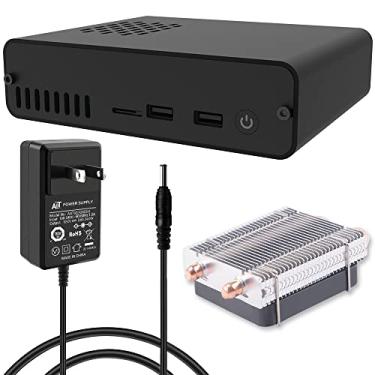 Imagem de GeeekPi DeskPi Pro V2 para Raspberry Pi 4B (Suporte SSD), Capa de Liga de Alumínio Preta com Cooler ICE Tower e Fonte de Alimentação QC 3.0 para Raspberry Pi 4 Modelo B