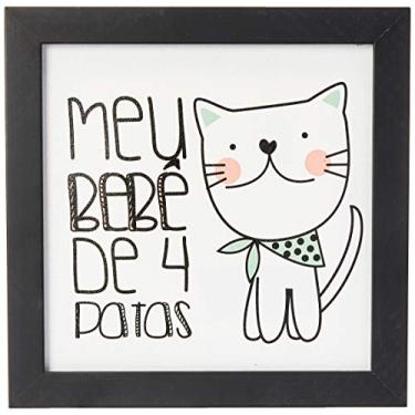 Imagem de Arte Maníacos Quadro Decorativo Tela Canvas Meu Bebê 4 Patas Gato - 32,5x23cm (Moldura caixa laca preta)