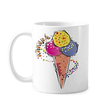 Imagem de Caneca de ilustração de elemento de bola de sorvete azul amarelo vermelho cerâmica copo de porcelana café louça