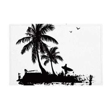 Imagem de DIYthinker Tapete de praia com estampa de ilustração de coqueiro, tapete antiderrapante para porta de banheiro