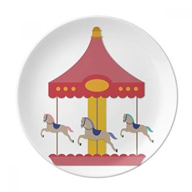 Imagem de Prato colorido com estampa de parque de museu de carrossel decorativo de porcelana Salver louças de jantar