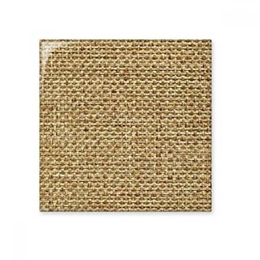 Imagem de Tawny Decalque brilhante de azulejo de cerâmica com estampa de ilustração de malha de linho de juta