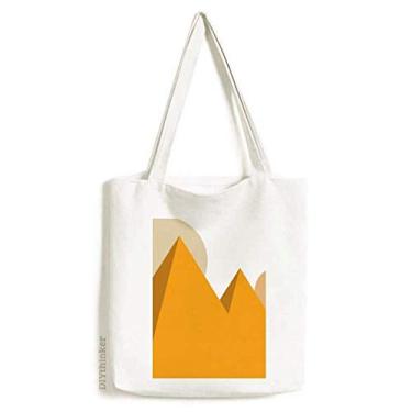Imagem de Bolsa de lona com estampa de pirâmides amarela do Egito bolsa de compras casual bolsa de mão