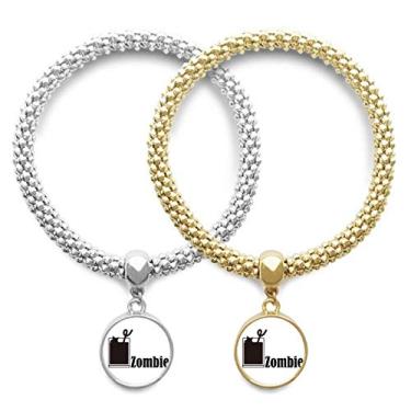 Imagem de DIYthinker Coquetel de zumbi com a palavra "Zumbi", pulseira de amante de zumbi, pingente, joia para presente de casal