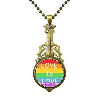 Imagem de DIYthinker Colar arco-íris gay lésbica transgênero lGBT colar antigo joia música pingente
