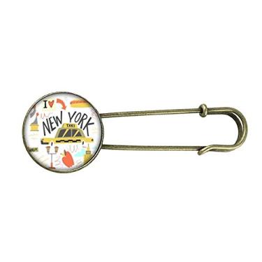 Imagem de Broche de metal retrô da América New York City Liberty Illistration