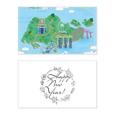 Imagem de Mapa de viagem de Cingapura, festival, ano novo, cartão de felicitações, mensagem de abençoar presente