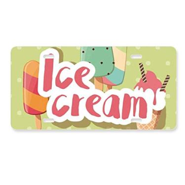 Imagem de DIYthinker Placa de licença com estampa de sorvete doce verde picolé decoração de aço inoxidável