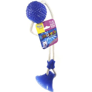 Imagem de Brinquedo Mordedor Bola com Ventosa Azul para Cães - Tam. Único