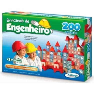 Brincando de Engenheiro c/ 53 peças Jogo de Blocos de Montar em Madeira -  Brinquedo Educativo em Promoção na Americanas