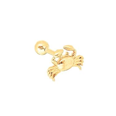 Imagem de Piercing de Orelha Cartilagem Tragus Signo Câncer Caranguejo Ouro 18k