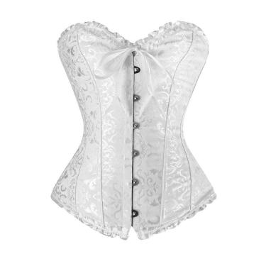 Imagem de Corset Corpete Corselet Reduz e Modela Cintura Linha Casual Floral Branco M13