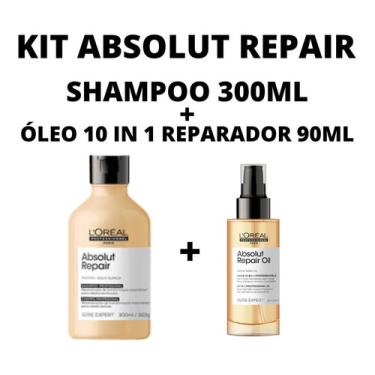 Imagem de Kit Absolut Repair Loreal Shampoo 300ml + Óleo 10 In 1 90ml 