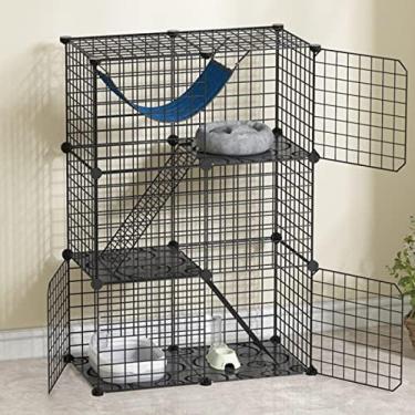 Imagem de Gaiola Para Gatos Casas Para Gatos Para Gatos Internos Fio De Metal Destacável Diy Pets Playpen Casa Para Gatos Ao Ar Livre Gaiolas Dobráveis ​​para Gatos Adequadas Para 2-3 Gatos Adultos,75 Cm *