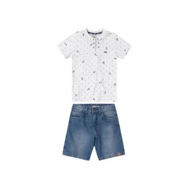 Imagem de Conjunto Menino Em Algodão E Jeans 100% Algodão Carinhoso