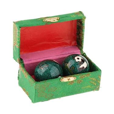 Imagem de Tachiuwa 2x Bolas de Massagem Baoding Balls com Caixa de Armazenamento Presente Portátil Alivia Rigidez Relaxamento Exercício Chinês Handebol para Pais Idosos, panda verde