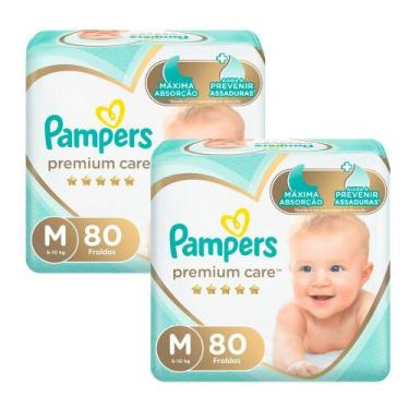 Imagem de Kit 2 Fralda Pampers Premium Care Tamanho M Hiper 80 Unidades Descartá