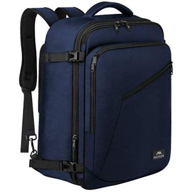 Imagem de Mochila Weekender, mochila de viagem durável de grande capacidade com alça para roupas, mochila de mão de negócios expansível aprovada para voos para viagens internacionais, azul