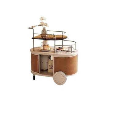 Imagem de Mesa lateral simples canto doméstico vários, sala de estar vidro criativo lateral vários, pequeno apartamento móvel carrinho de jantar carro mesa de café para sala de estar (cor: C)