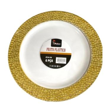 Imagem de Prato Plástico 26cm 12 Pçs Redondo Jantar De Natal Ano novo