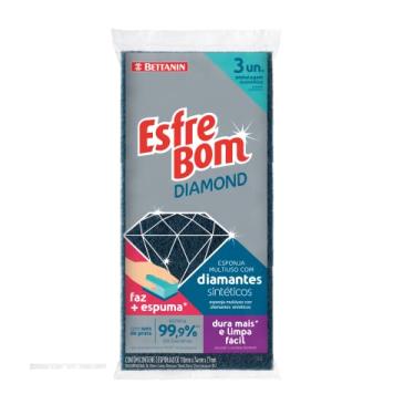 Imagem de Esponja Diamond Com Íons de Prata, Embalagem com 3 Unidades, Linha Esfrebom, Bettanin