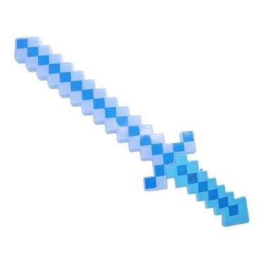 Imagem de Brinquedo Espada Pixel Minecraft 58Cm Som E Luz - Azul Nº32