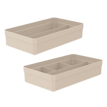 Imagem de Kit 2 Organizador de Gavetas Lógic Bege 34,5x20x7,5 cm - OU