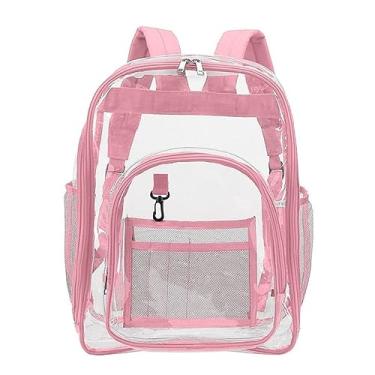 Imagem de Mochila para meninos de 8 a 12 anos mochila transparente de pvc textura de material mochila mochila escolar, rosa, One Size, Mochilas