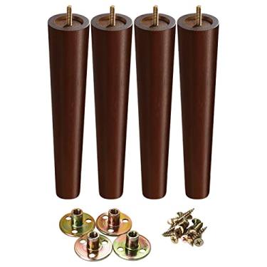 Imagem de Pernas de móveis de 30,5 cm, pernas redondas de madeira maciça para cadeira, pernas de mesa de substituição modernas de meados do século para projetos caseiros, gabinete de TV, otomana, cômoda, poltrona, armário (conjunto com 4 cores de nogueira)