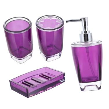 Imagem de WOONEKY 1 Conjunto 4 Unidades conjunto de quatro peças para banheiro kits de brilho labial pressione a garrafa da bomba kit banho kits de banho sabão xampu copo para enxaguante bucal loção