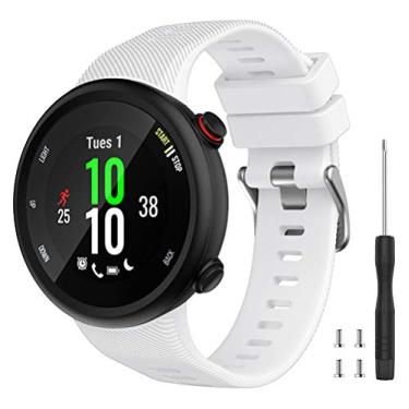 Imagem de Watbro Compatível com a pulseira Garmin Forerunner 45, pulseira de relógio esportiva de silicone macio, pulseira de fitness, pulseira para relógio inteligente Garmin Forerunner 45., Branco