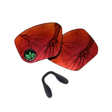 Imagem de Raydi Lentes de reposição de policarbonato e protetores de nariz para óculos de sol Oakley Targetline OO9397 - Espelhado vermelho fogo - Polarizado