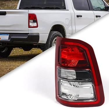 Imagem de FIONE Luzes traseiras compatíveis com Dodge Ram 1500 2019-2023 sem detecção de ponto cego luz traseira do lado direito do passageiro moldura preta com lente vermelha