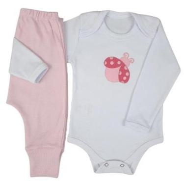 Imagem de Conjunto Body Manga Longa com Aplique Joaninha e Calça Saruel Mijão - Roupa Bebê Menina-Feminino
